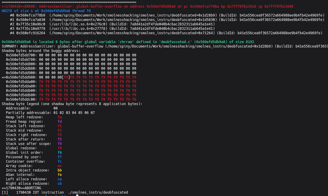 ASAN : global-buffer-overflow WRITE 0 bytes after chrram