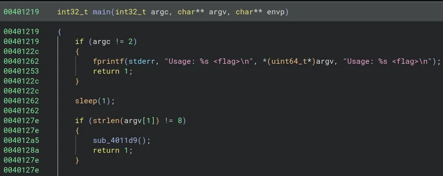Fonction main, vérification du contexte